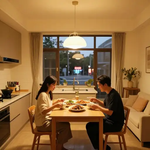 我们决定在家吃饭而不是去餐馆。