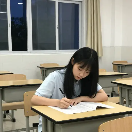 她在班级里最后一个完成考试。