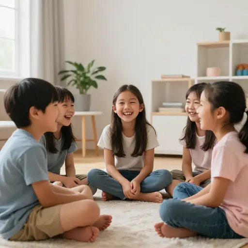 孩子们的欢笑声给整个房间带来了欢乐的气氛。
