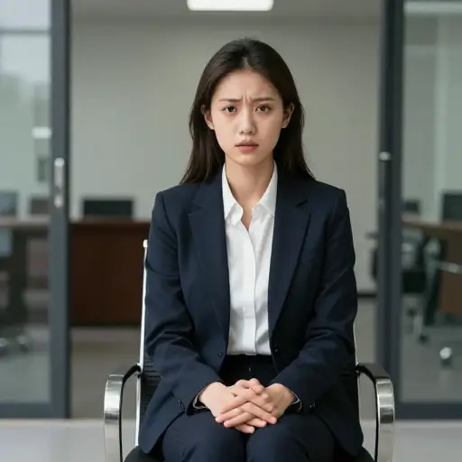 面试前她很紧张，但很自然地，她表现得很好。