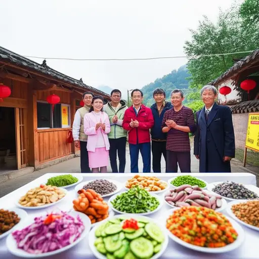 村民们热情地欢迎了我们，还准备了当地特色美食。