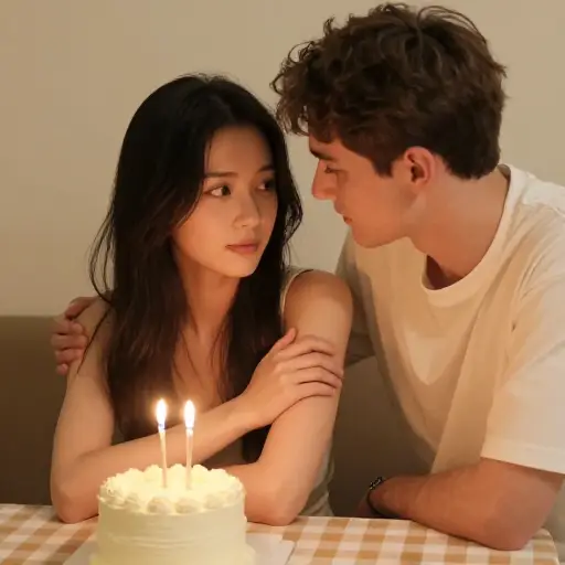 他看着她说：“我爱你。”