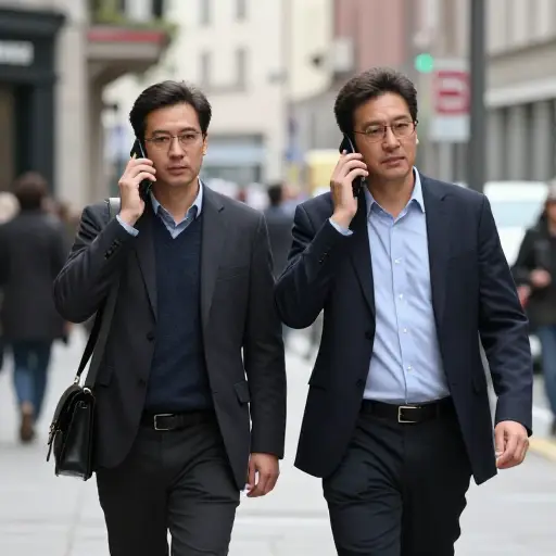 看到两个人并排走着，都在打电话，并不罕见。