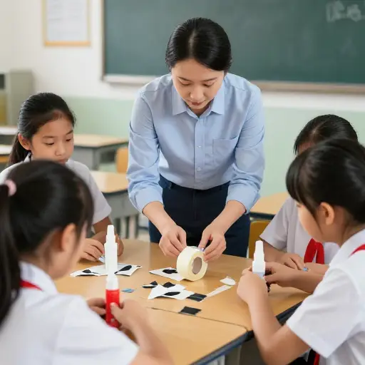 相反，有时在老师的帮助下，我们不得不使用“应急”解决方案和材料来修复它们，比如胶带和胶水。