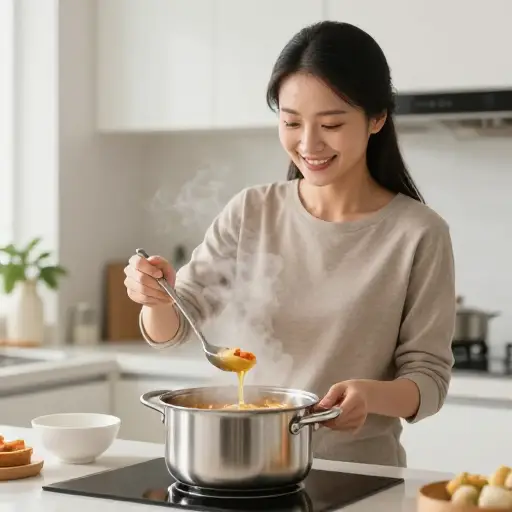 我妈妈做的汤味道很好。
