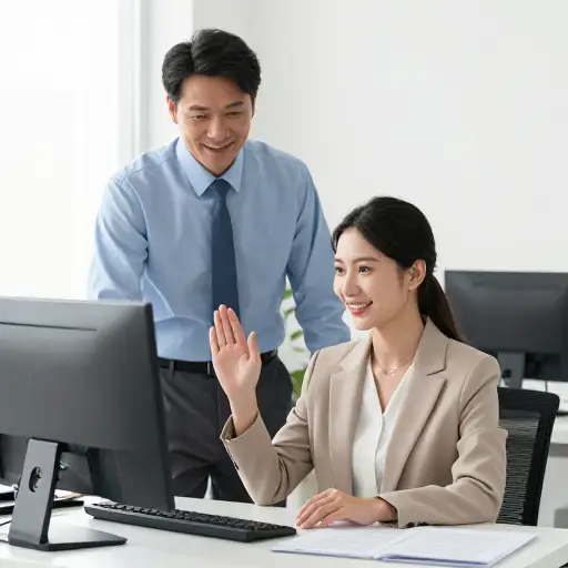 她在工作中感到安心，因为她有一个支持她的老板。
