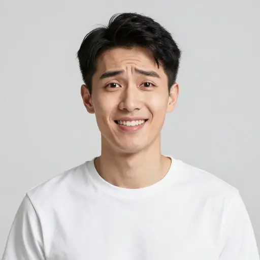 起初他看起来有些困惑，但随后笑了。