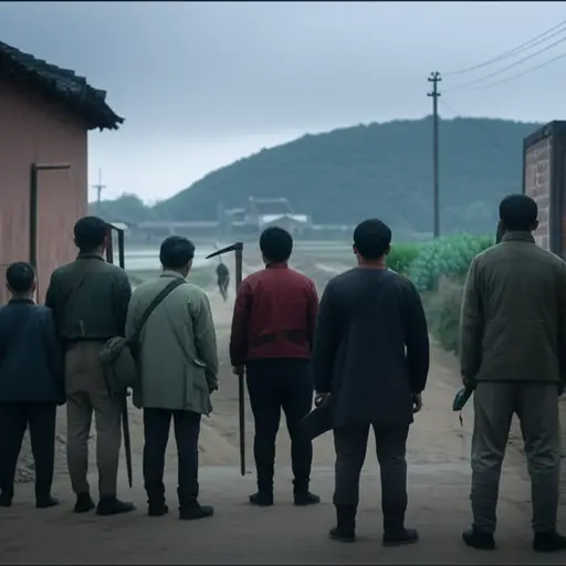 当敌人入侵时，村民们自发组织了一支民兵保卫家园。