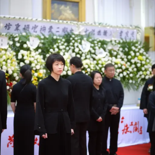 葬礼上，她穿着庄重的丧服。