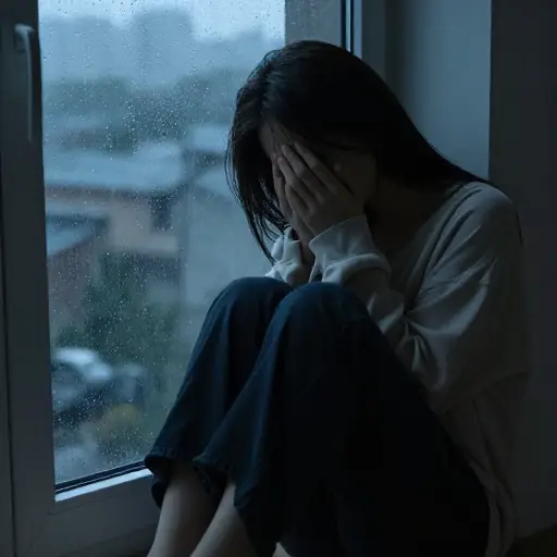 她无法应对内心感受到的悲伤。