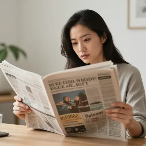 她快速浏览了报纸。