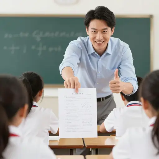 “我不太擅长数学。”“不，你擅长！你得了全班最高分。”