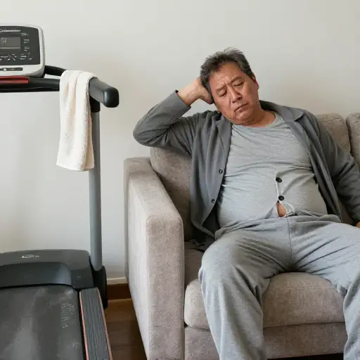他好久没锻炼了。
