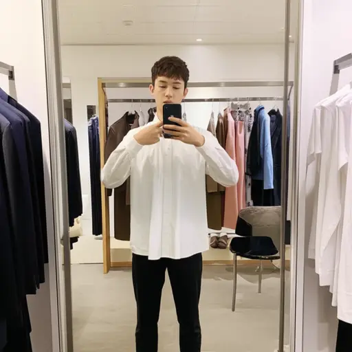 他总是在买衣服前试穿。