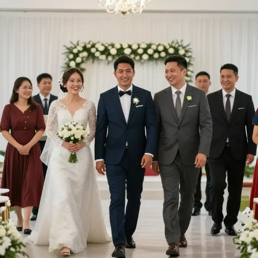仪式结束后，他的朋友们赶紧去祝贺他。