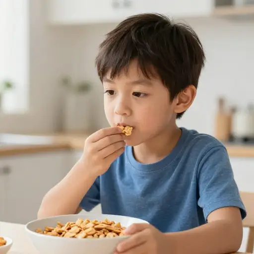 孩子们把这种麦片当作零食吃时，很喜欢它酥脆的口感。