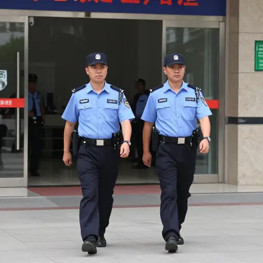 几分钟后两名保安出现了。