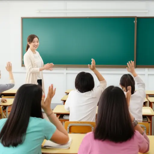 老师在课堂结束时邀请学生们提出任何疑问。
