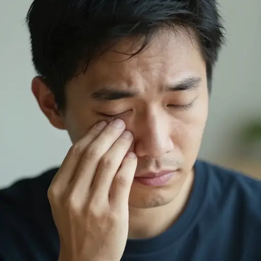 他从眼中擦去一滴眼泪。