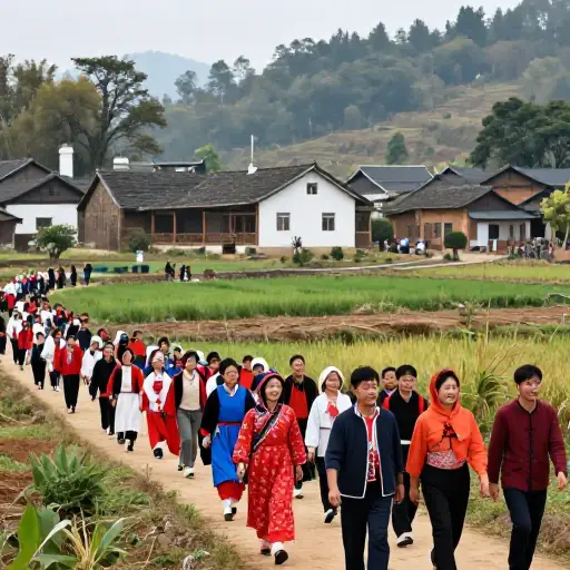 这个曾经安静的村庄已被成群热情洋溢的节日参与者涌入。