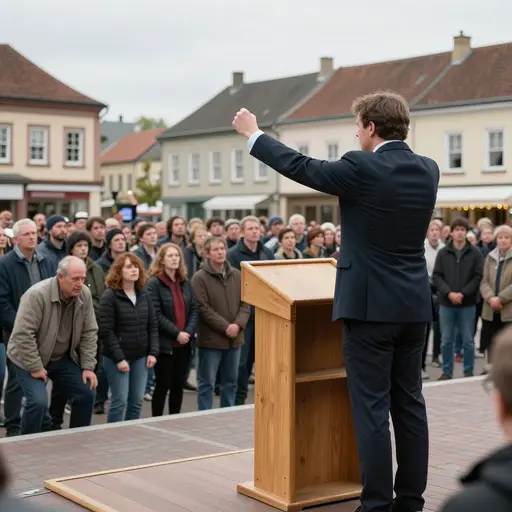 这位煽动者把所有的经济问题都归咎于移民，他知道人群想要一个简单的替罪羊。