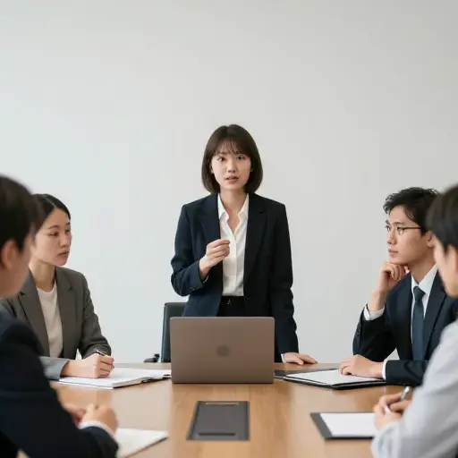 在会议中，她不停地插嘴说些不相关的话。
