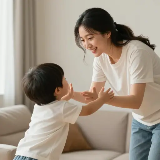 那孩子一下子扑进母亲的怀里寻求安慰。