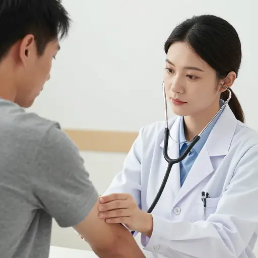 医生在检查时触摸得很轻柔。