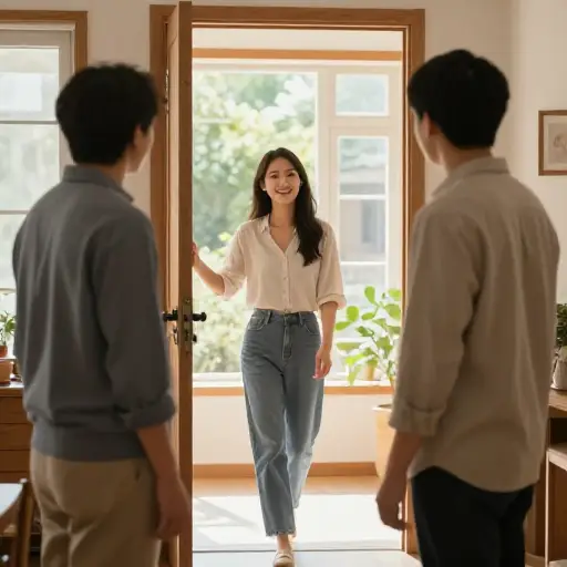她每周看望父母一次。