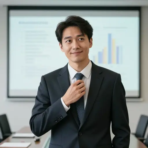 当被问及失败的项目时，他试图掩饰自己的不适，但他紧张的微笑出卖了他。