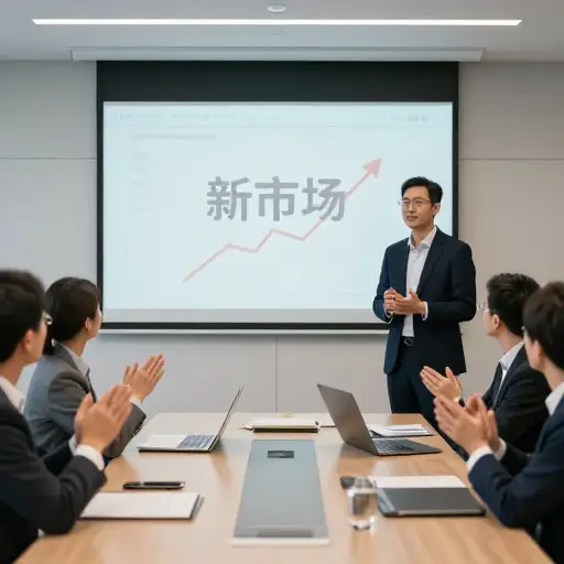 他拓展新市场的提议受到了热烈欢迎。