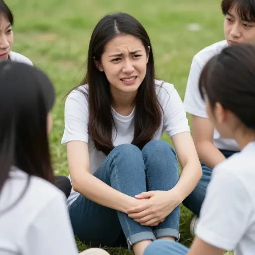 她并不是真的受伤，她只是在假装。
