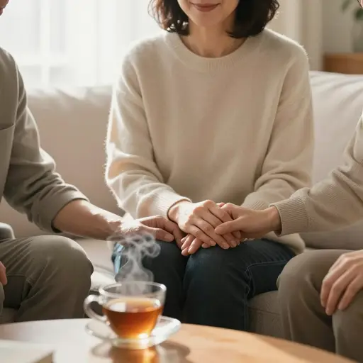 丈夫去世后，她在好友们不离不弃的陪伴中获得了巨大的精神慰藉。
