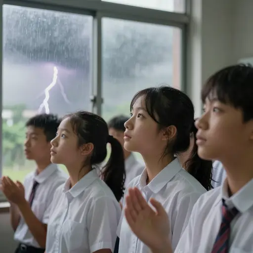 我们听到了雷声。