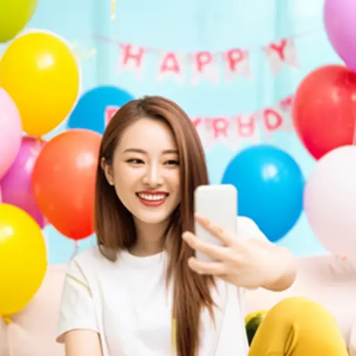 她在生日派对上拍了一张自拍发给朋友们。