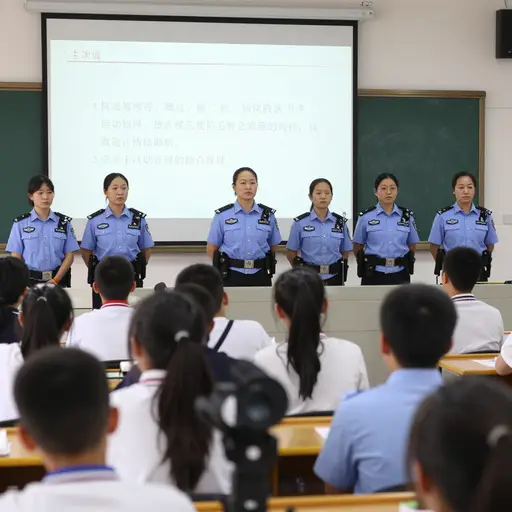 女警们在我们学校做了一个关于安全的讲座。