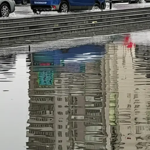 大雨过后，街道被水淹没了。