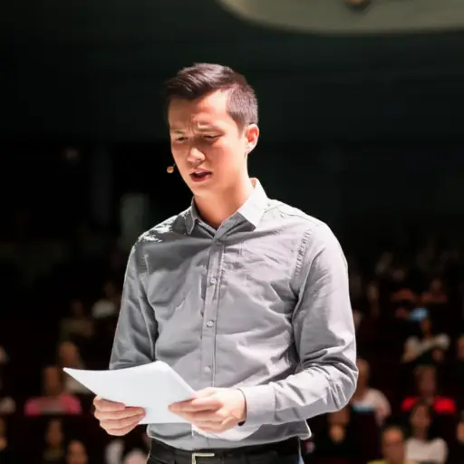 他感到非常紧张，因为这是他第一次上台演讲。