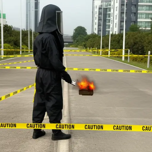 拆弹专家在安全距离外引爆了可疑包裹。