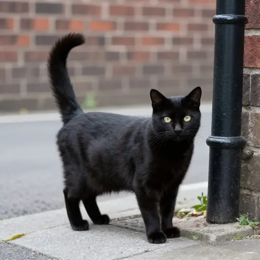 看！那里有一只黑猫。