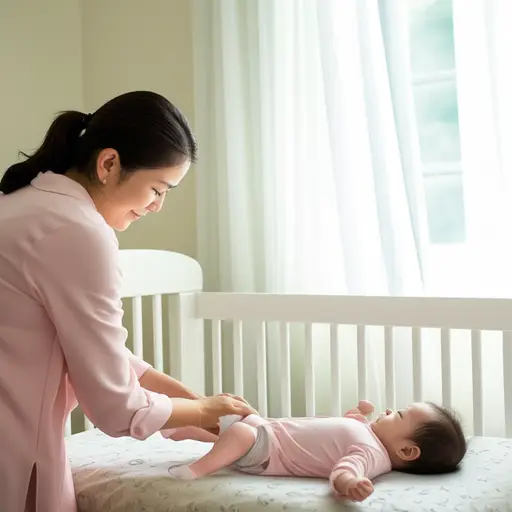 妈妈每天早上都要给婴儿穿好衣服。