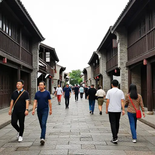 在老城区，游客可以观看源源不断的过路人。