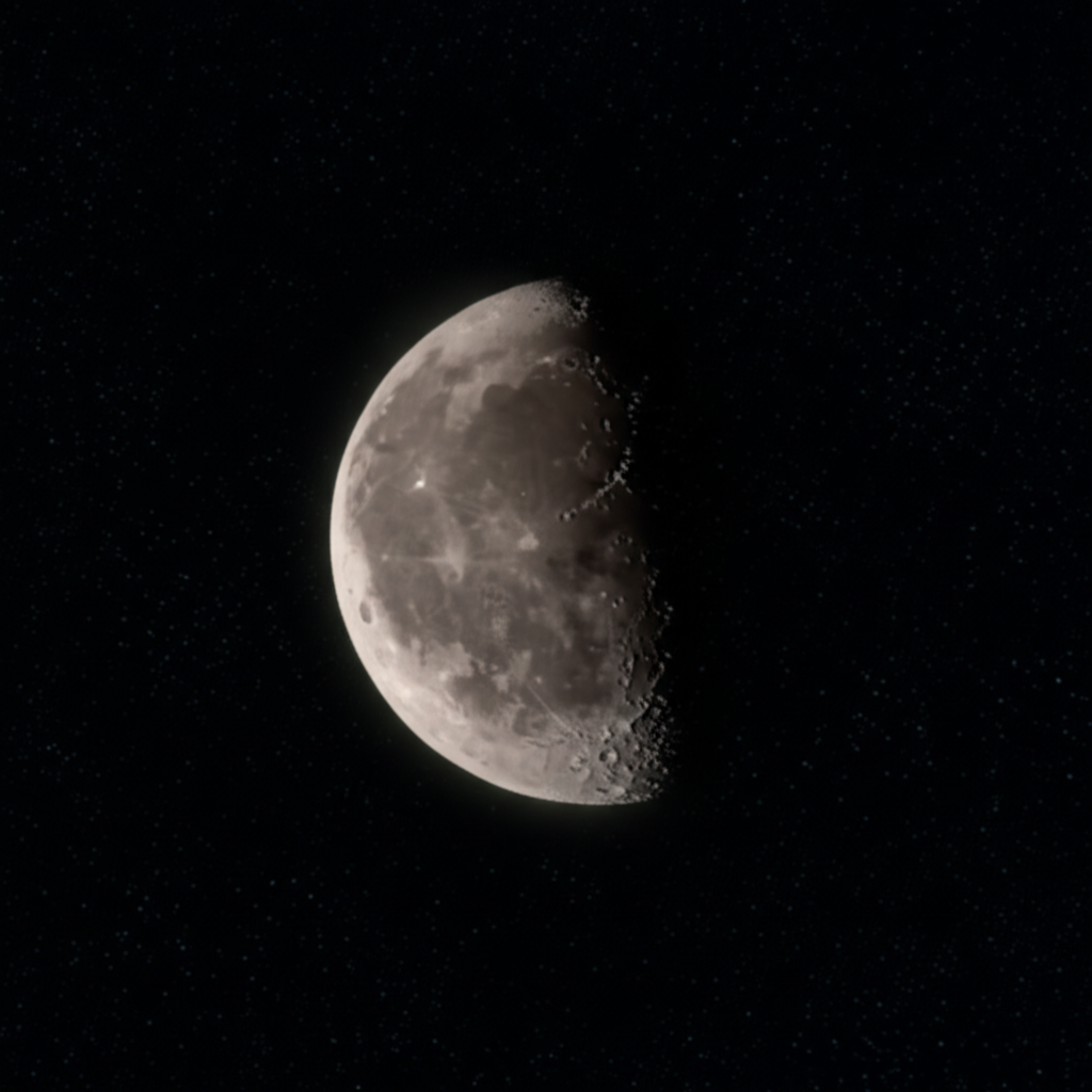 半轮明月挂在夜空中。