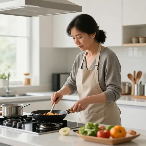 妈妈正在厨房里忙活。