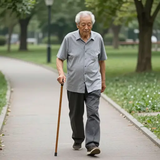 随着年龄增长，关节退化会导致行动不便。