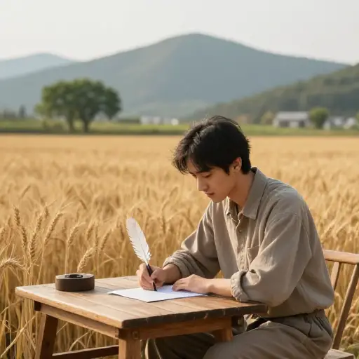 他的诗歌充满了抒情的语言，描绘了乡村的宁静之美。