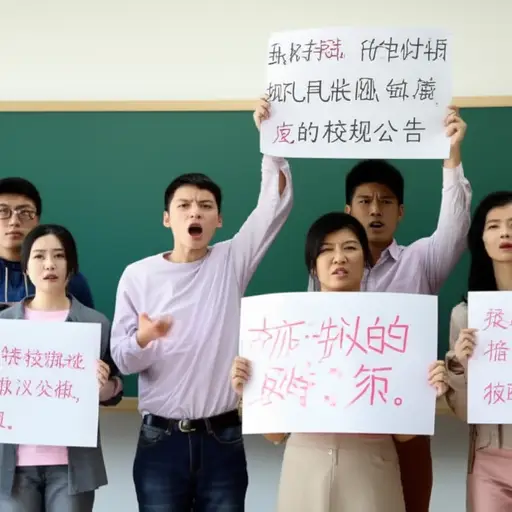 学生们强烈反对这项不公平的规定。