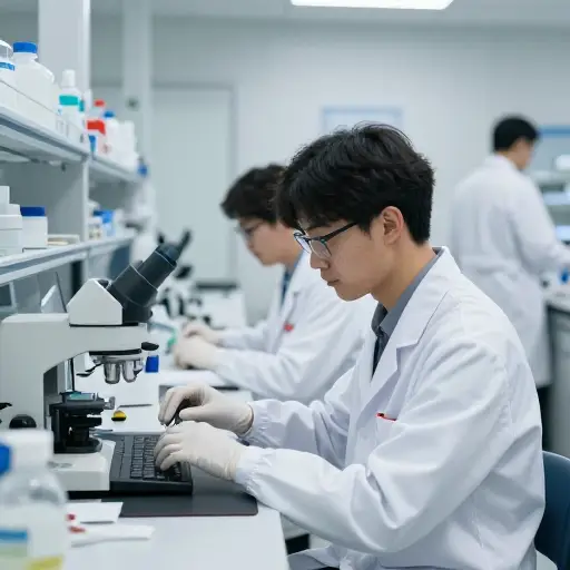 在实验室里，科学家们通过实验来推进知识。