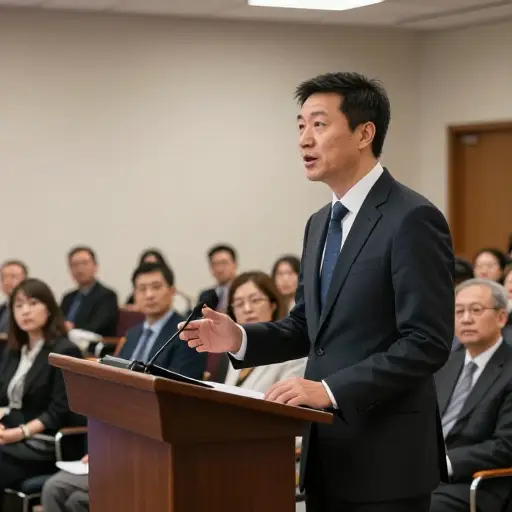 在他的演讲中，他将公司创始人称为一位有远见的领导者。