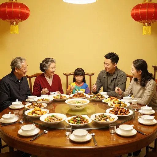 我们通过一顿丰盛的家庭聚餐来庆祝这个节日。